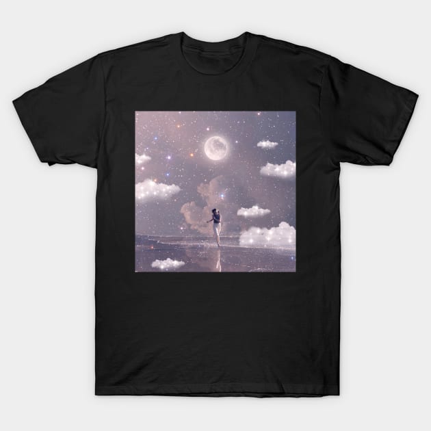 Moonlit Beach Run T-Shirt by RiddhiShah